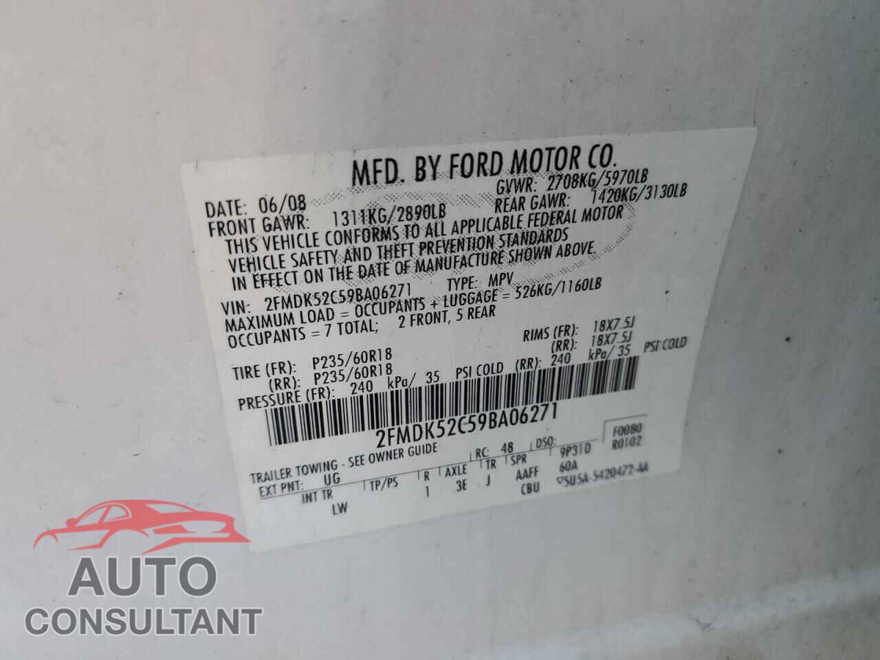FORD FLEX 2009 - 2FMDK52C59BA06271