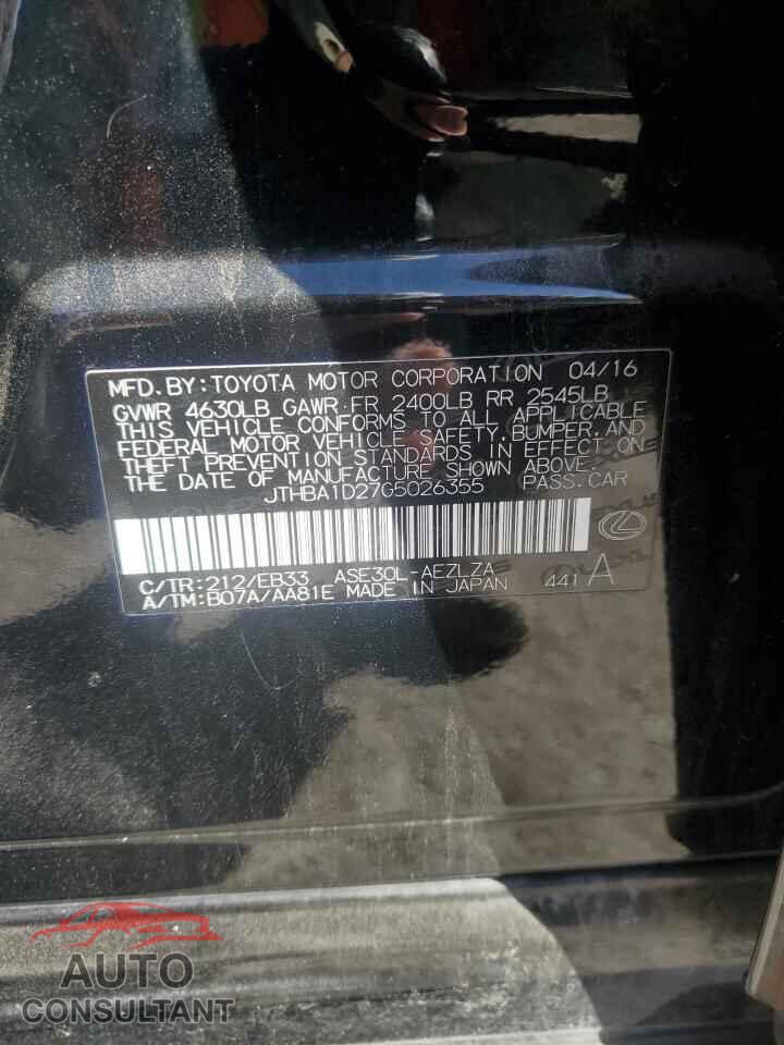LEXUS IS 2016 - JTHBA1D27G5026355