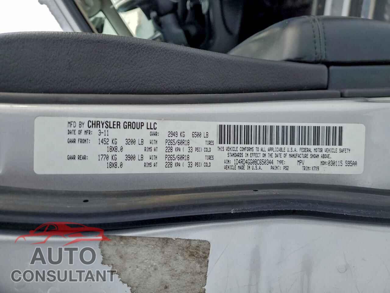 DODGE DURANGO 2011 - 1D4RD4GG0BC650344