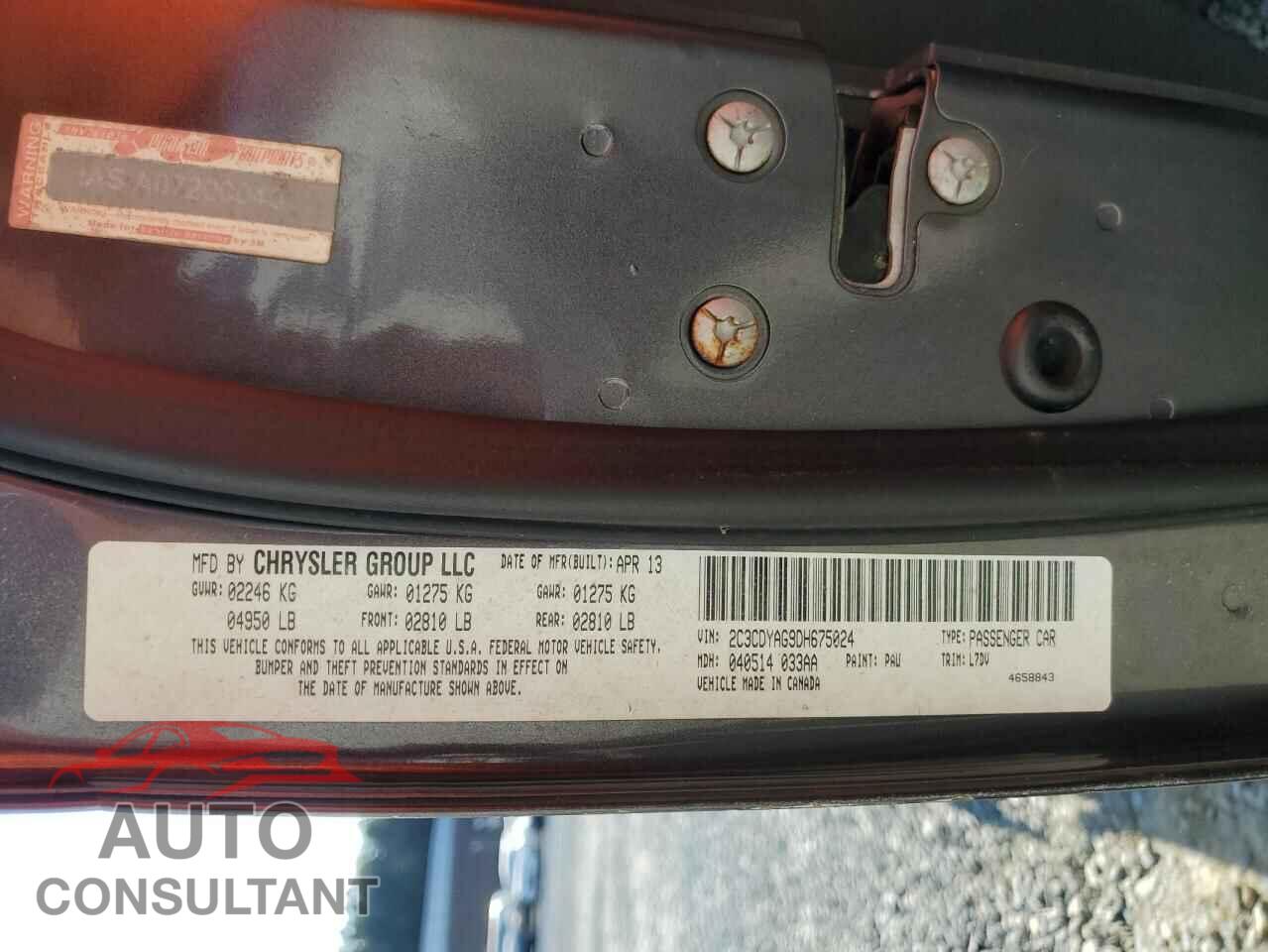 DODGE CHALLENGER 2013 - 2C3CDYAG9DH675024