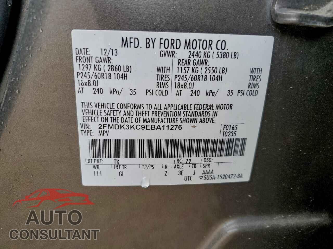 FORD EDGE 2014 - 2FMDK3KC9EBA11276