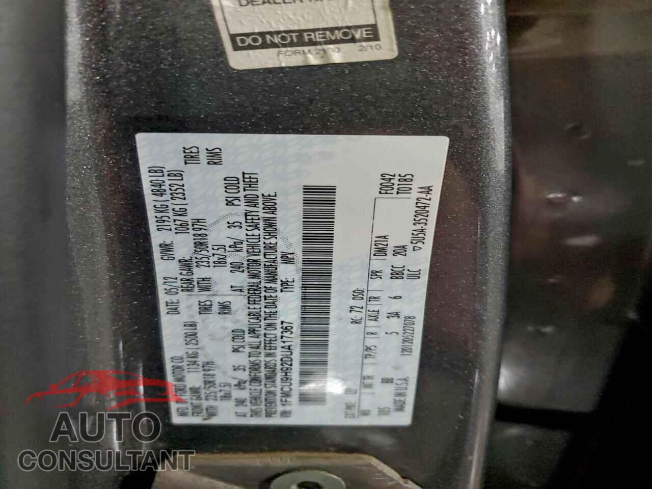 FORD ESCAPE 2013 - 1FMCU9H92DUA17367
