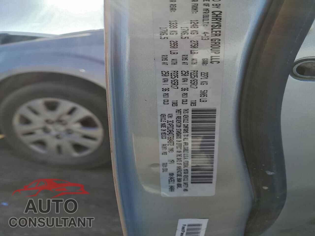 DODGE JOURNEY 2013 - 3C4PDCAB4DT684872