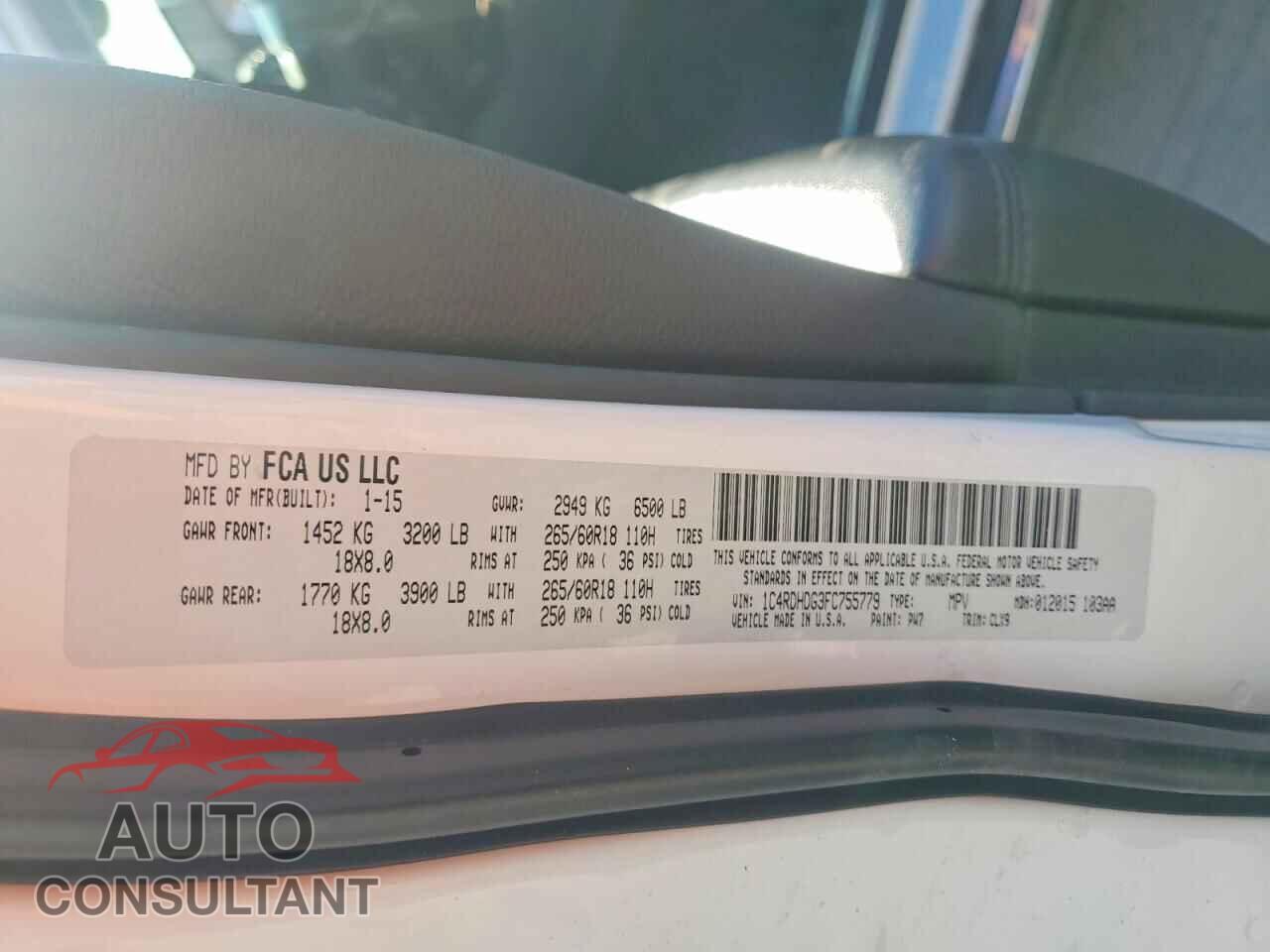 DODGE DURANGO 2015 - 1C4RDHDG3FC755779