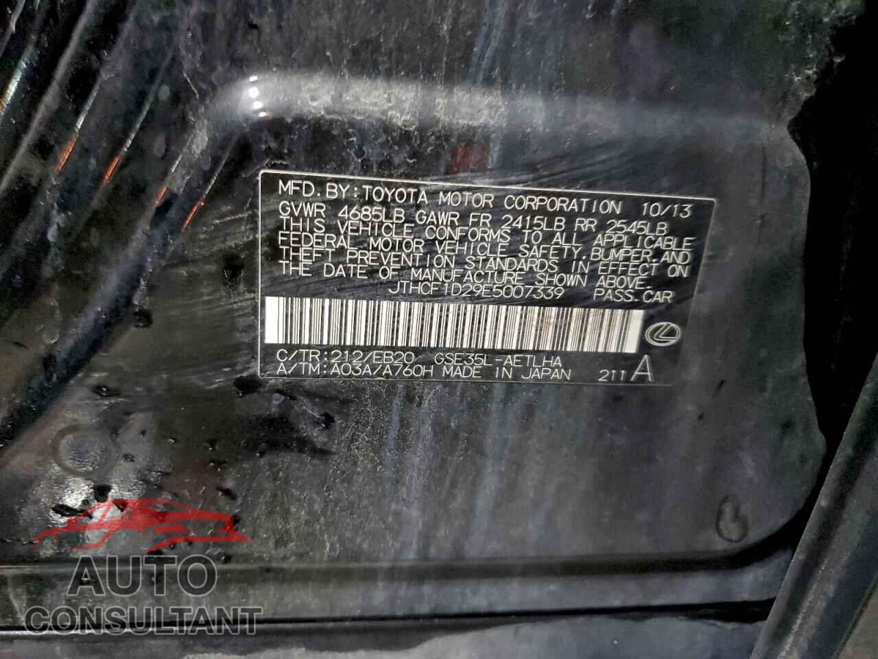 LEXUS IS 2014 - JTHCF1D29E5007339