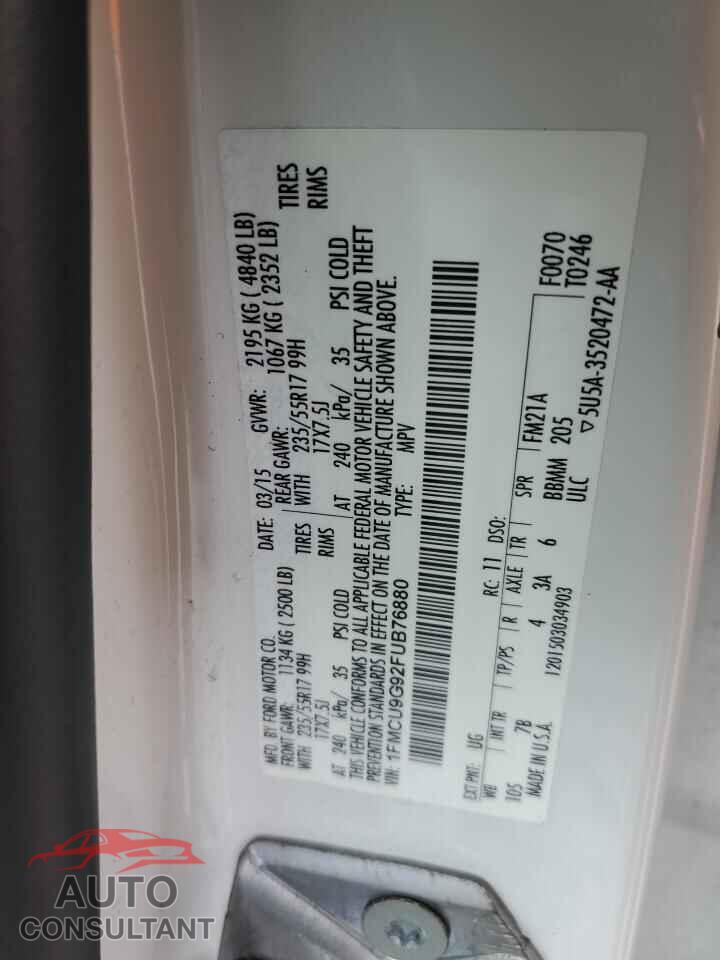 FORD ESCAPE 2015 - 1FMCU9G92FUB76880