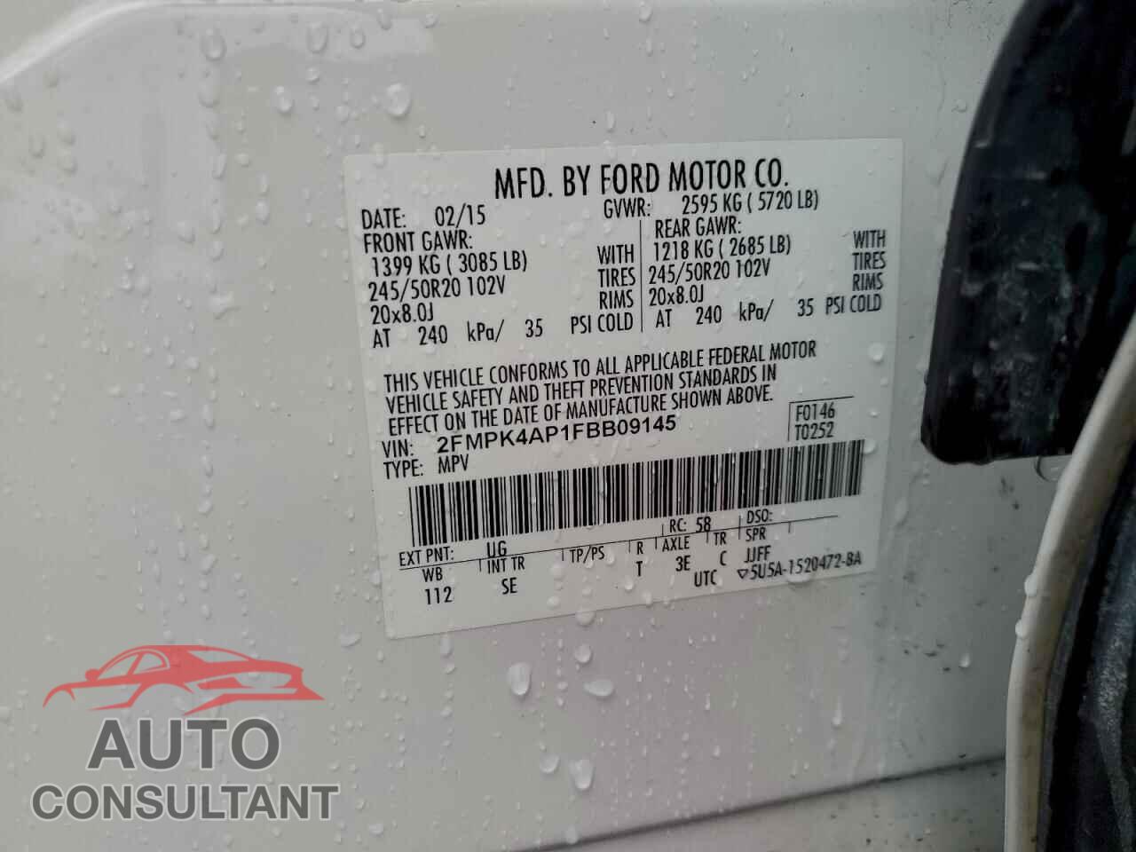 FORD EDGE 2015 - 2FMPK4AP1FBB09145
