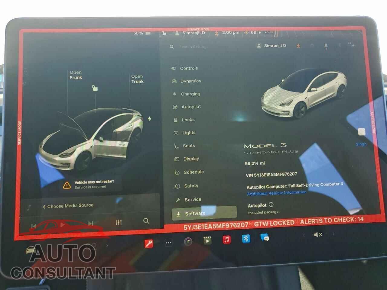 TESLA MODEL 3 2021 - 5YJ3E1EA5MF976207