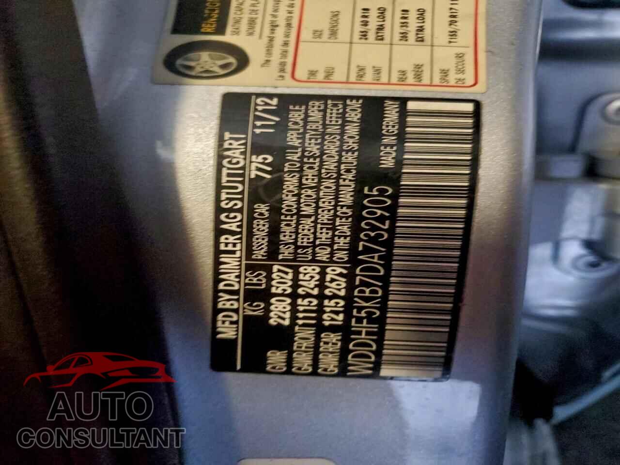 MERCEDES-BENZ E-CLASS 2013 - WDDHF5KB7DA732905