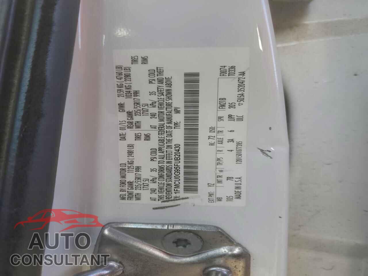 FORD ESCAPE 2015 - 1FMCU0G95FUB20430