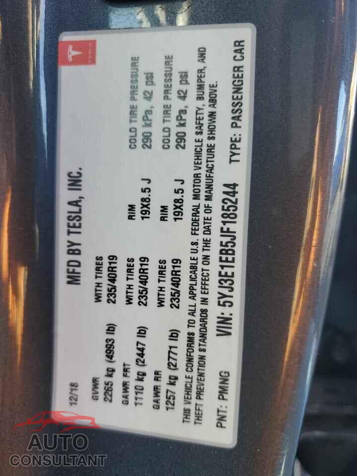TESLA MODEL 3 2018 - 5YJ3E1EB5JF185244