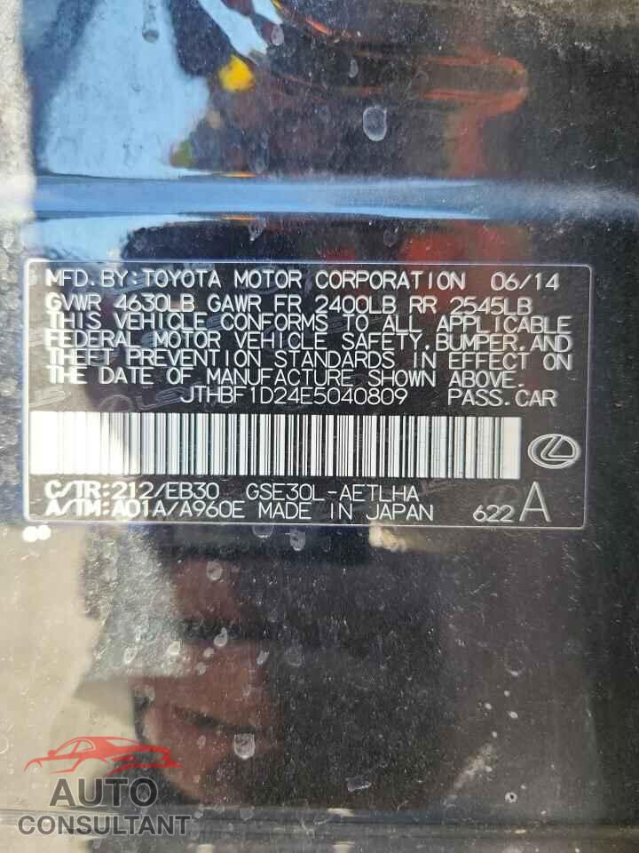 LEXUS IS 2014 - JTHBF1D24E5040809