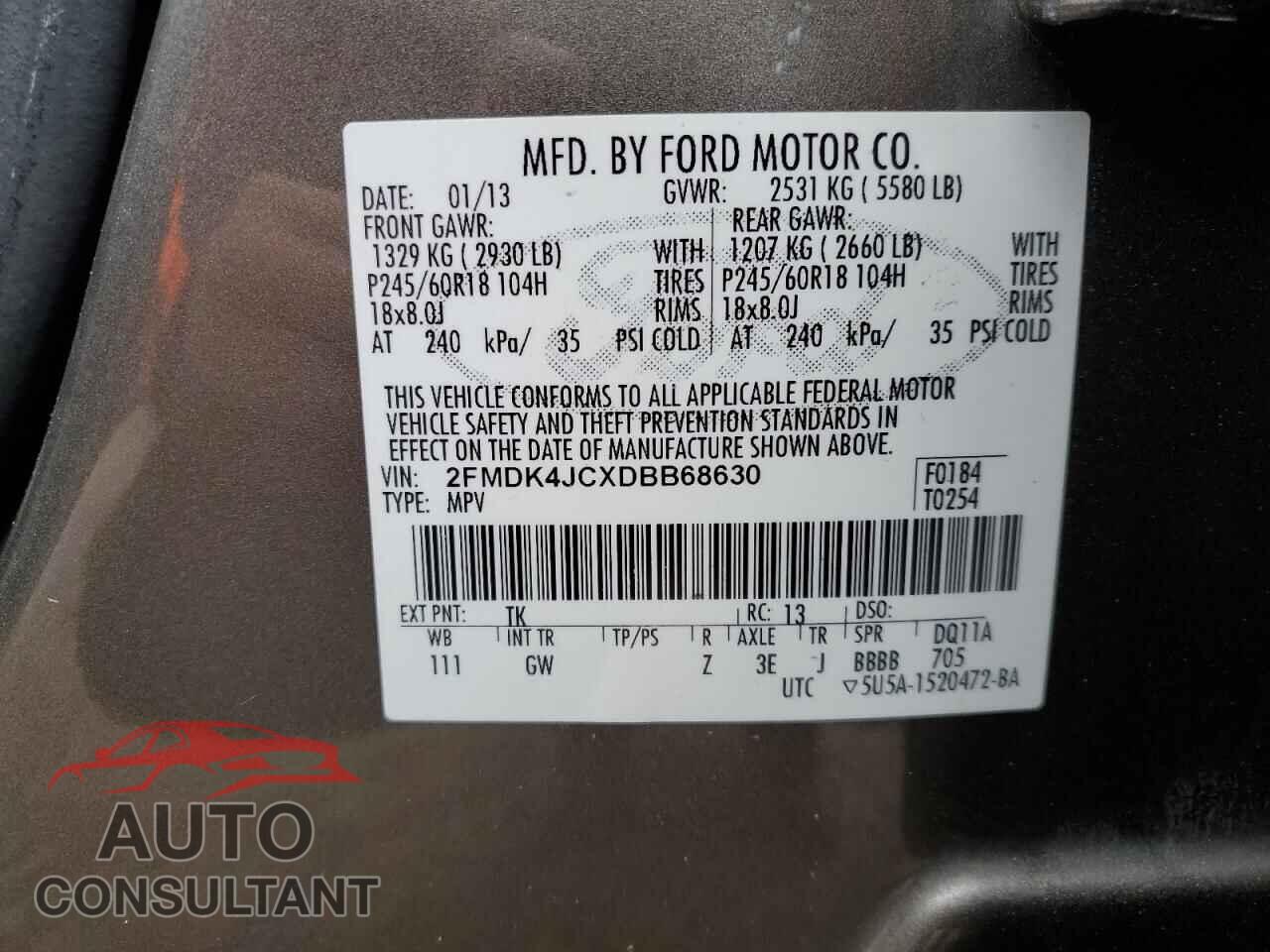 FORD EDGE 2013 - 2FMDK4JCXDBB68630