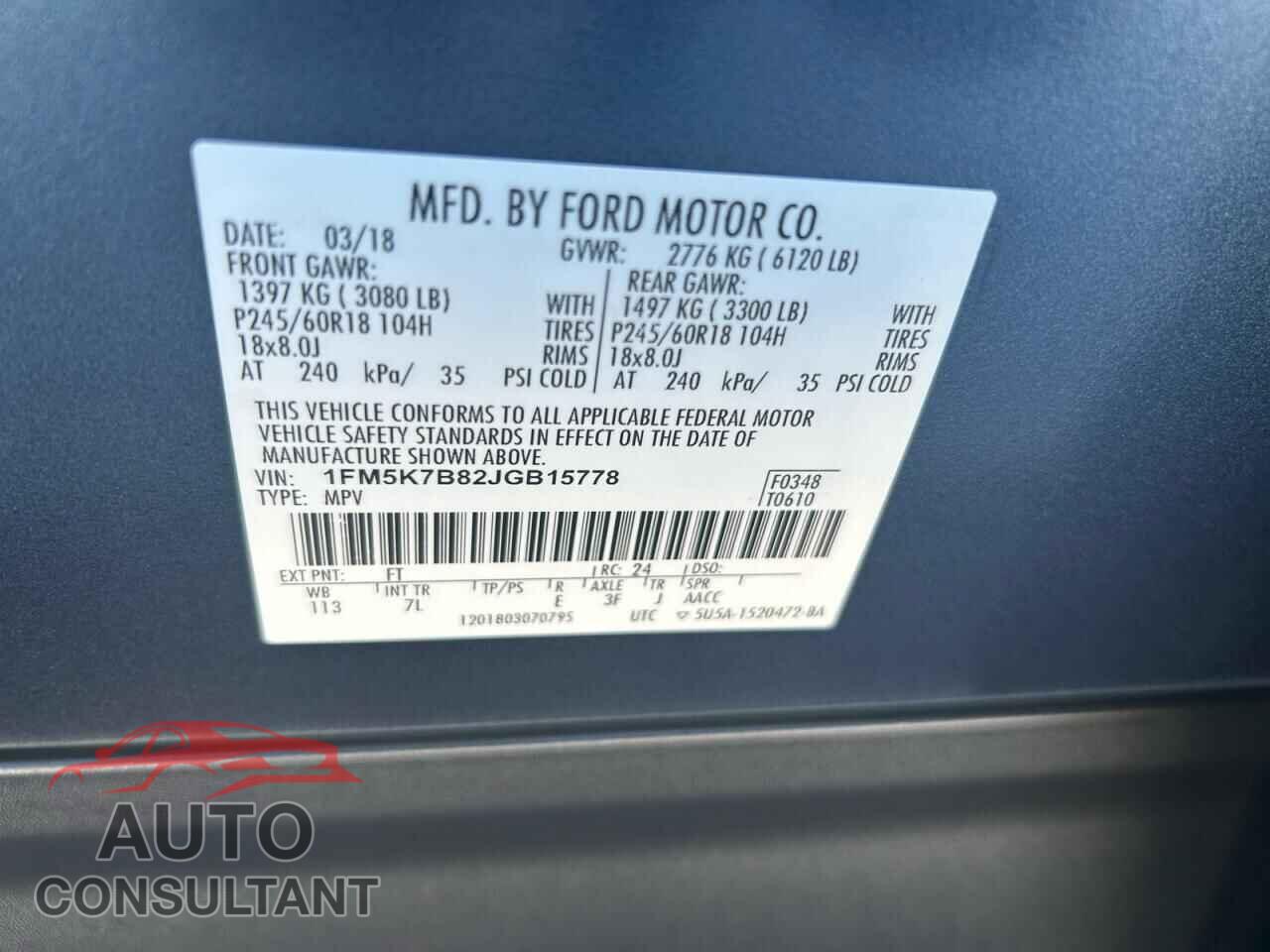 FORD EXPLORER 2018 - 1FM5K7B82JGB15778