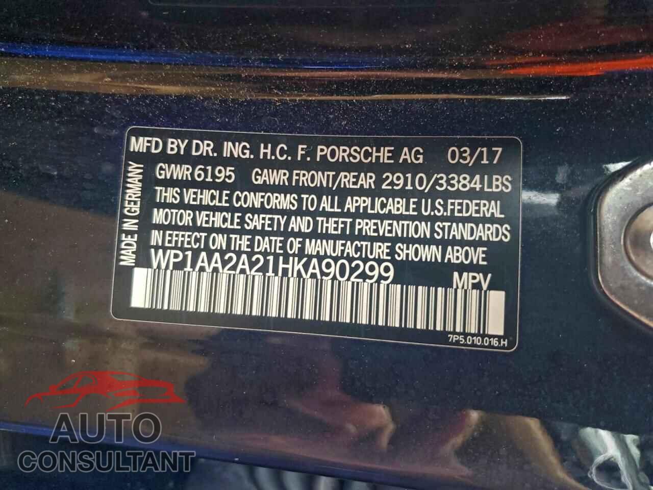 PORSCHE CAYENNE 2017 - WP1AA2A21HKA90299