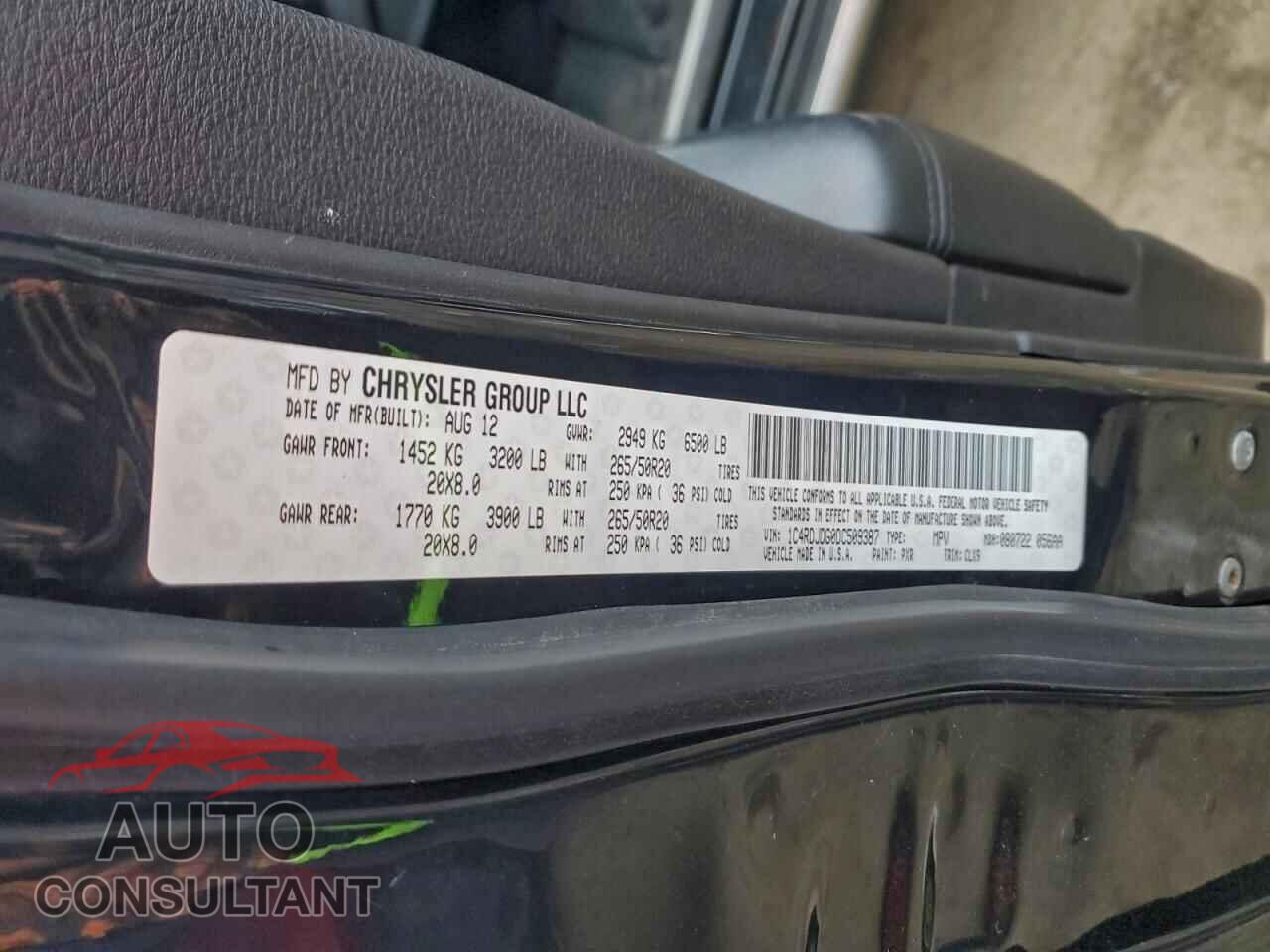 DODGE DURANGO 2013 - 1C4RDJDG0DC509387