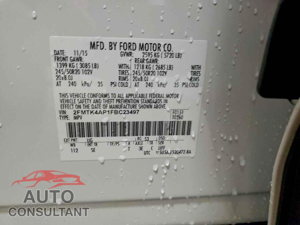 FORD EDGE 2015 - 2FMTK4AP1FBC23497