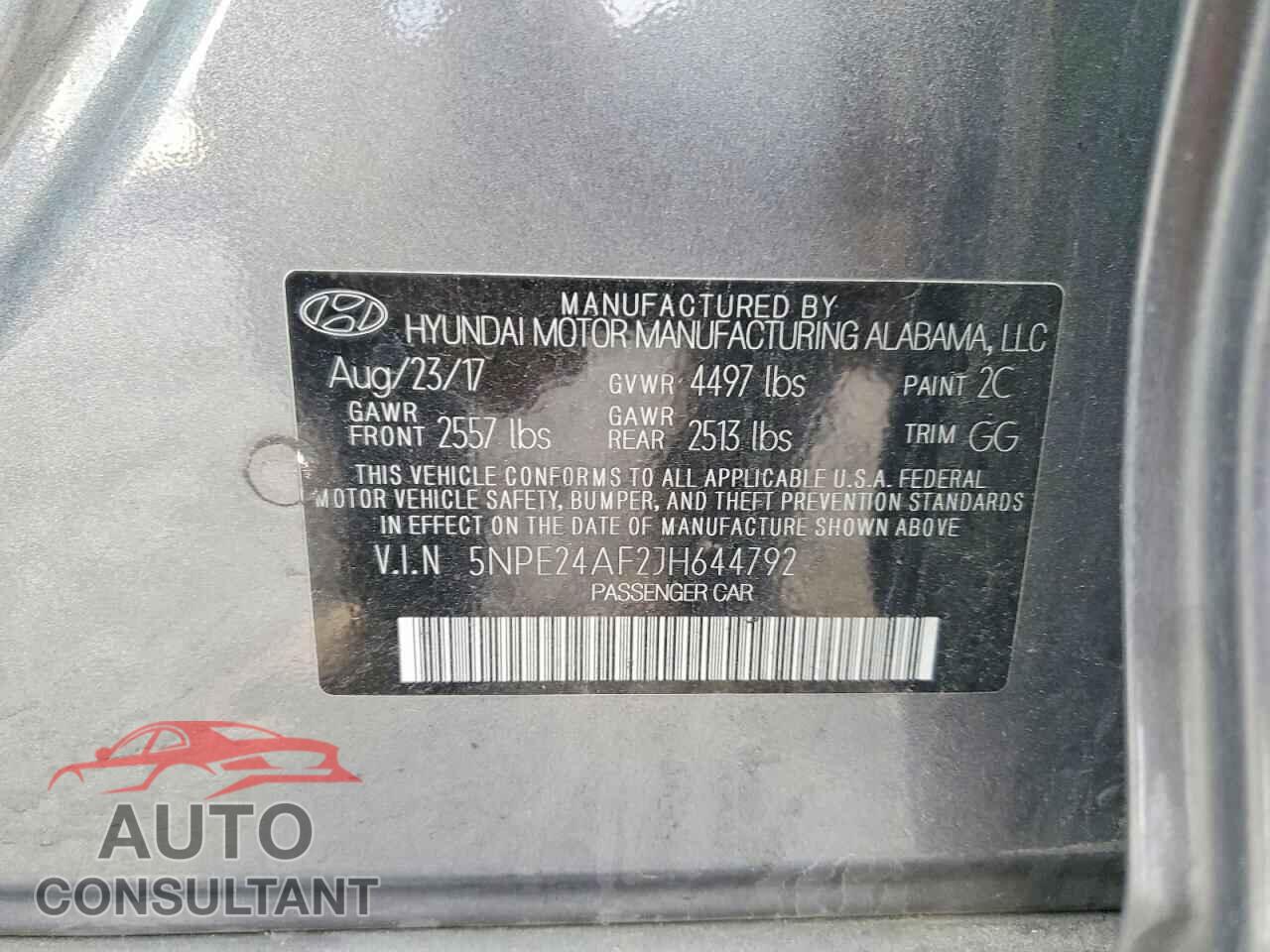 HYUNDAI SONATA 2018 - 5NPE24AF2JH644792