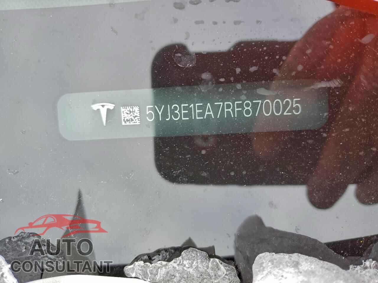 TESLA MODEL 3 2024 - 5YJ3E1EA7RF870025