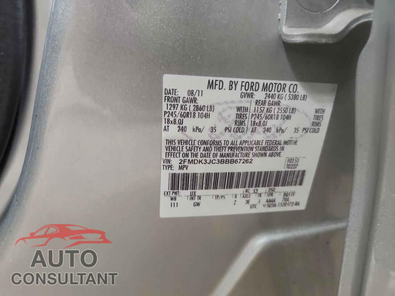FORD EDGE 2011 - 2FMDK3JC3BBB67262
