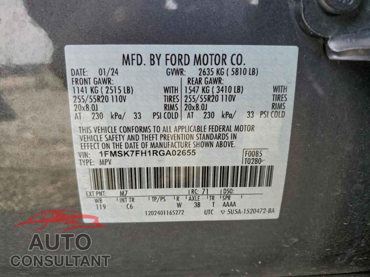 FORD EXPLORER 2024 - 1FMSK7FH1RGA02655