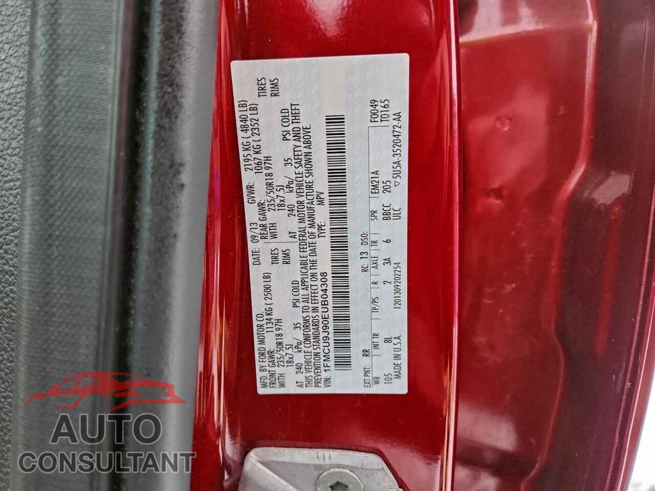 FORD ESCAPE 2014 - 1FMCU9J90EUB04308