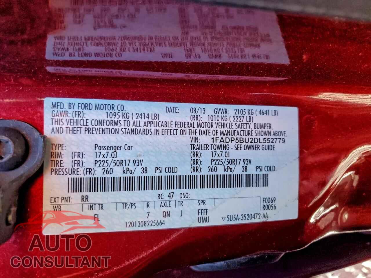 FORD CMAX 2013 - 1FADP5BU2DL552779