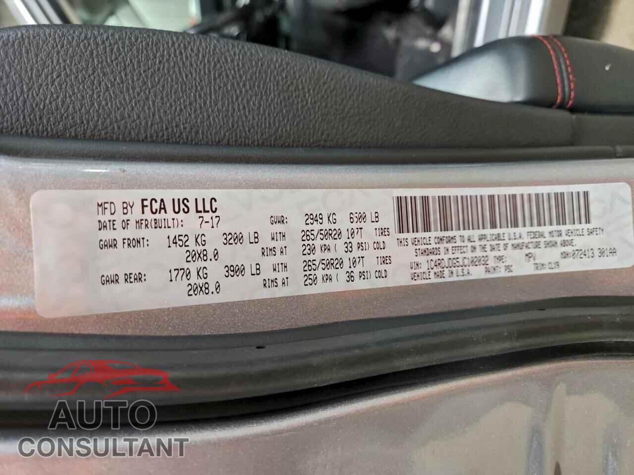 DODGE DURANGO 2018 - 1C4RDJDG5JC102032