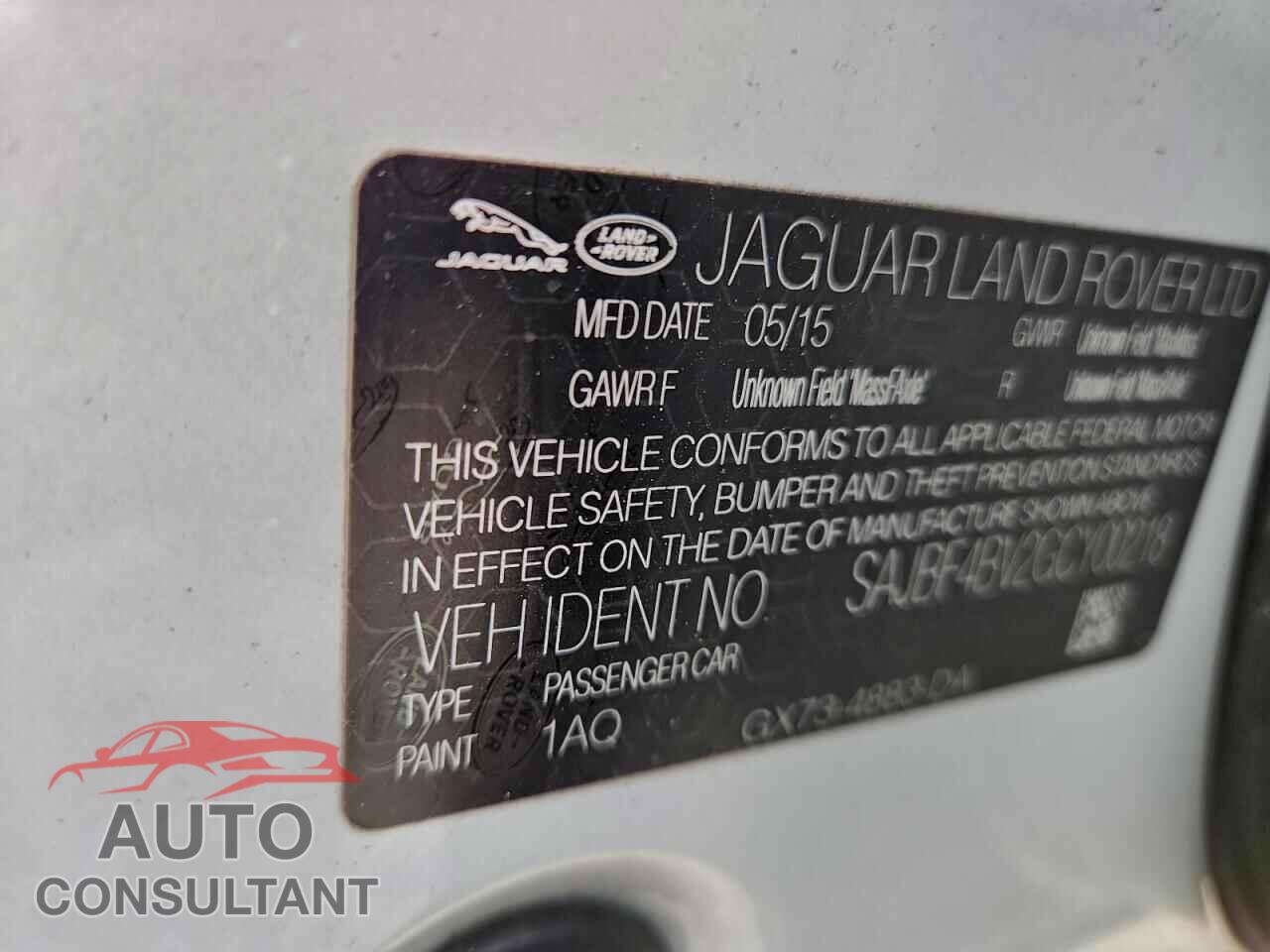 JAGUAR XF 2016 - SAJBF4BV2GCY00218