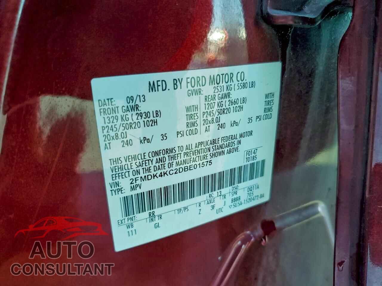 FORD EDGE 2013 - 2FMDK4KC2DBE01575
