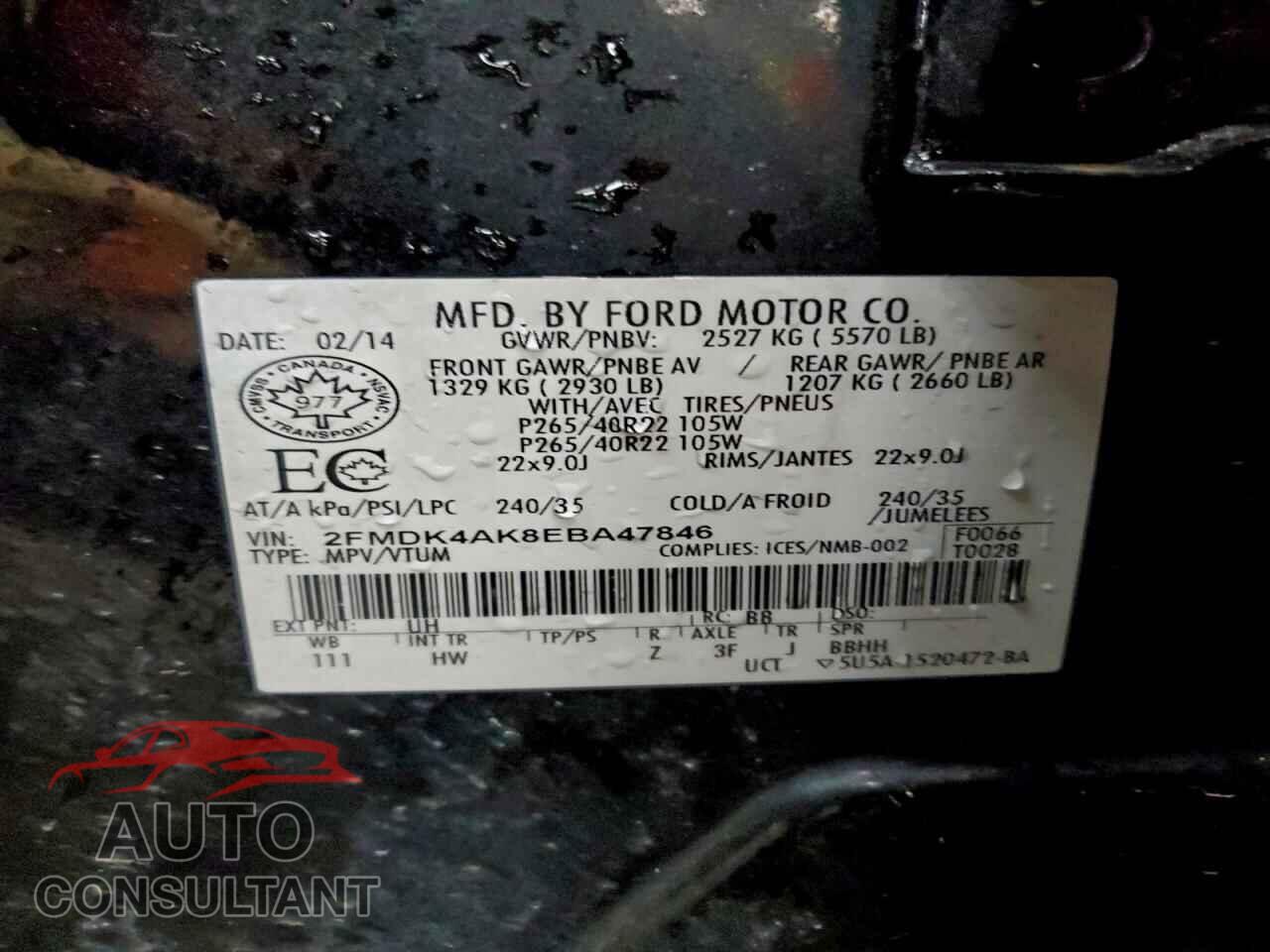 FORD EDGE 2014 - 2FMDK4AK8EBA47846