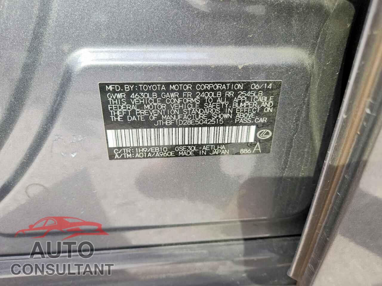 LEXUS IS 2014 - JTHBF1D28E5042515