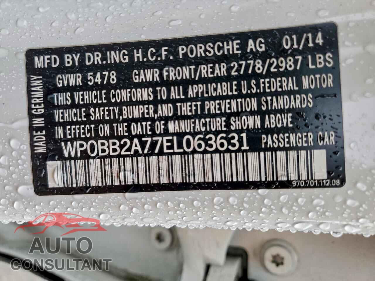 PORSCHE PANAMERA 2014 - WP0BB2A77EL063631