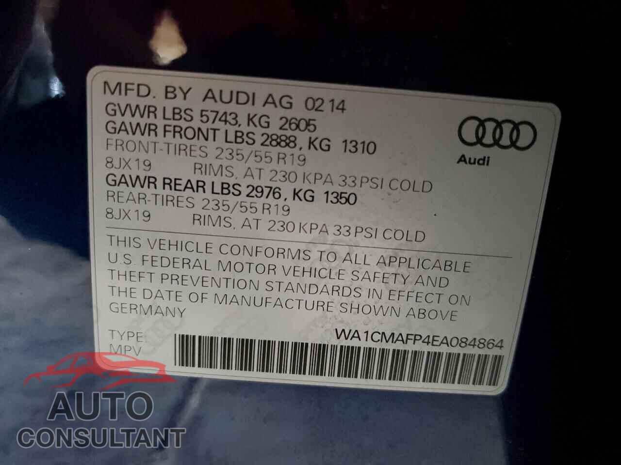 AUDI Q5 2014 - WA1CMAFP4EA084864