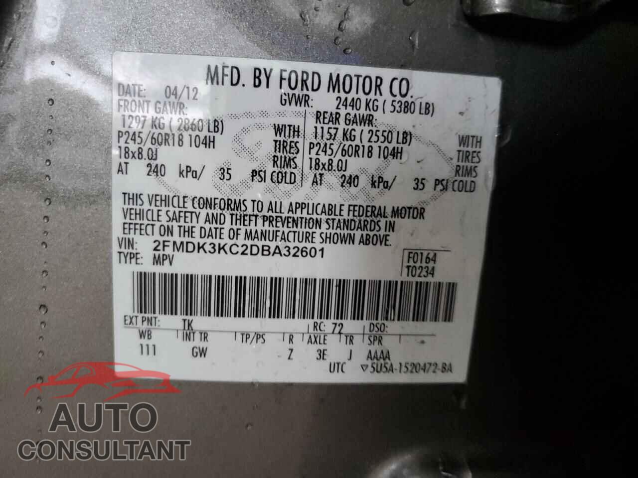 FORD EDGE 2013 - 2FMDK3KC2DBA32601