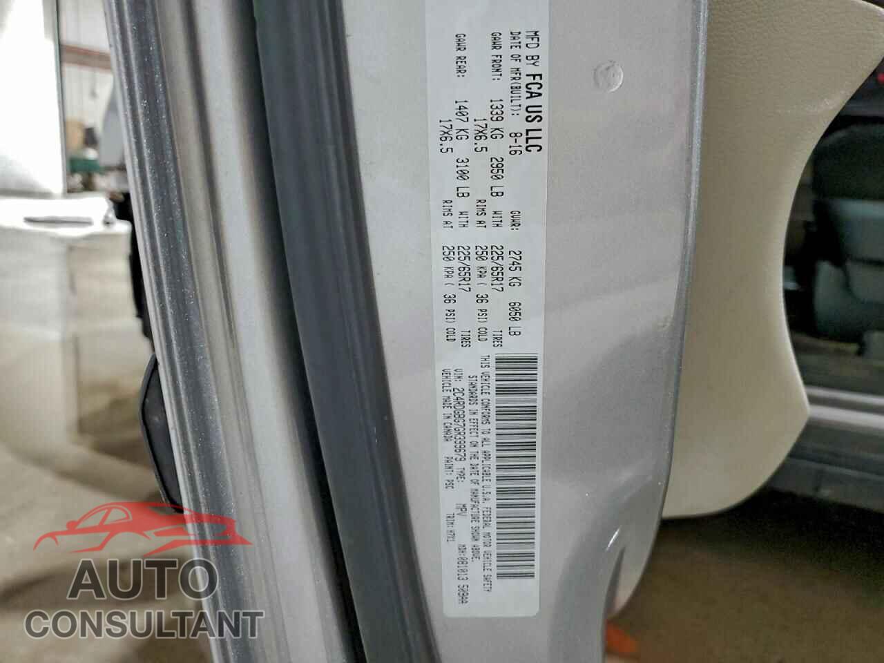 DODGE CARAVAN 2016 - 2C4RDGBG7GR399679