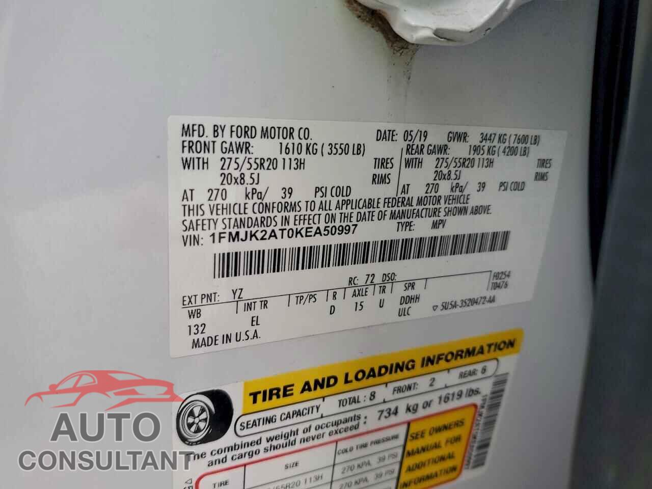 FORD EXPEDITION 2019 - 1FMJK2AT0KEA50997