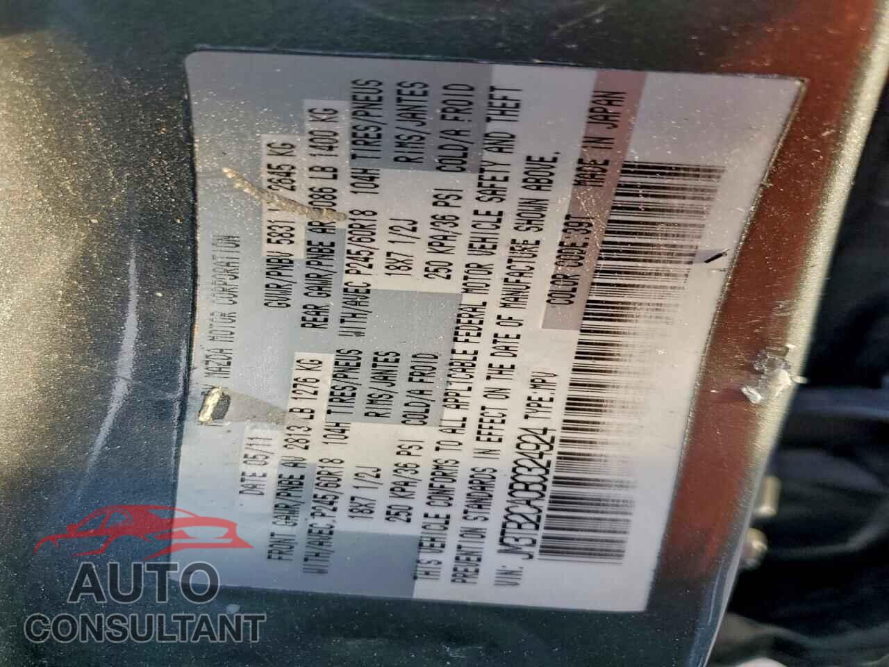 MAZDA CX-9 2011 - JM3TB2CA0B0324924