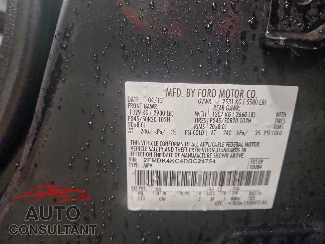 FORD EDGE 2013 - 2FMDK4KC4DBC24754