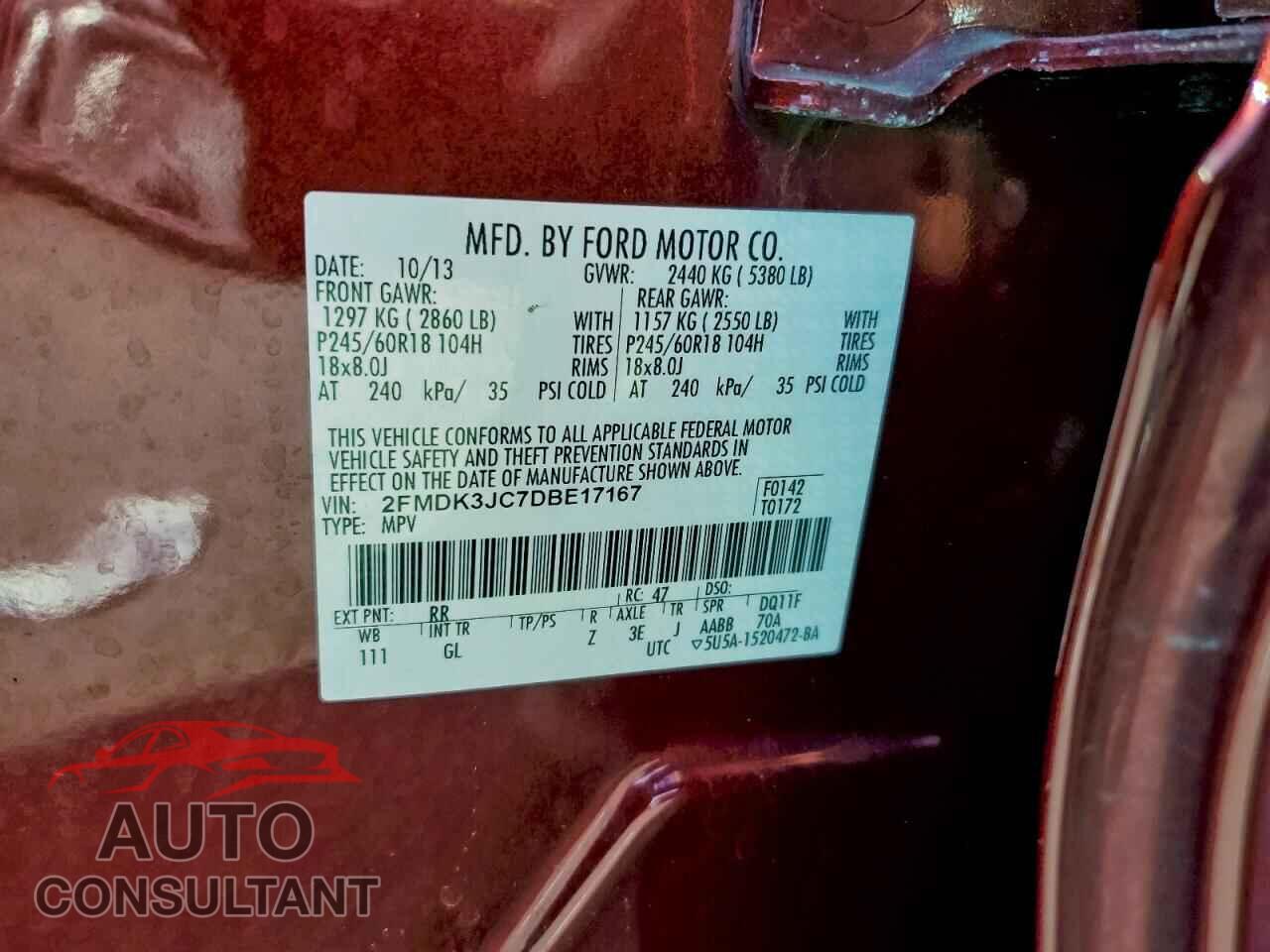 FORD EDGE 2013 - 2FMDK3JC7DBE17167