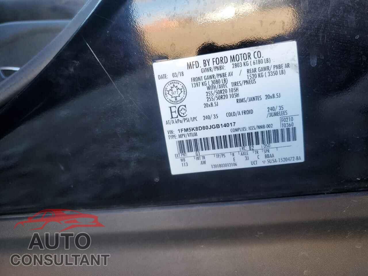 FORD EXPLORER 2018 - 1FM5K8D80JGB14017