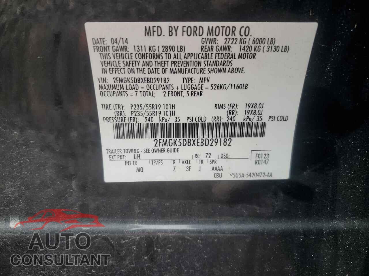 FORD FLEX 2014 - 2FMGK5D8XEBD29182