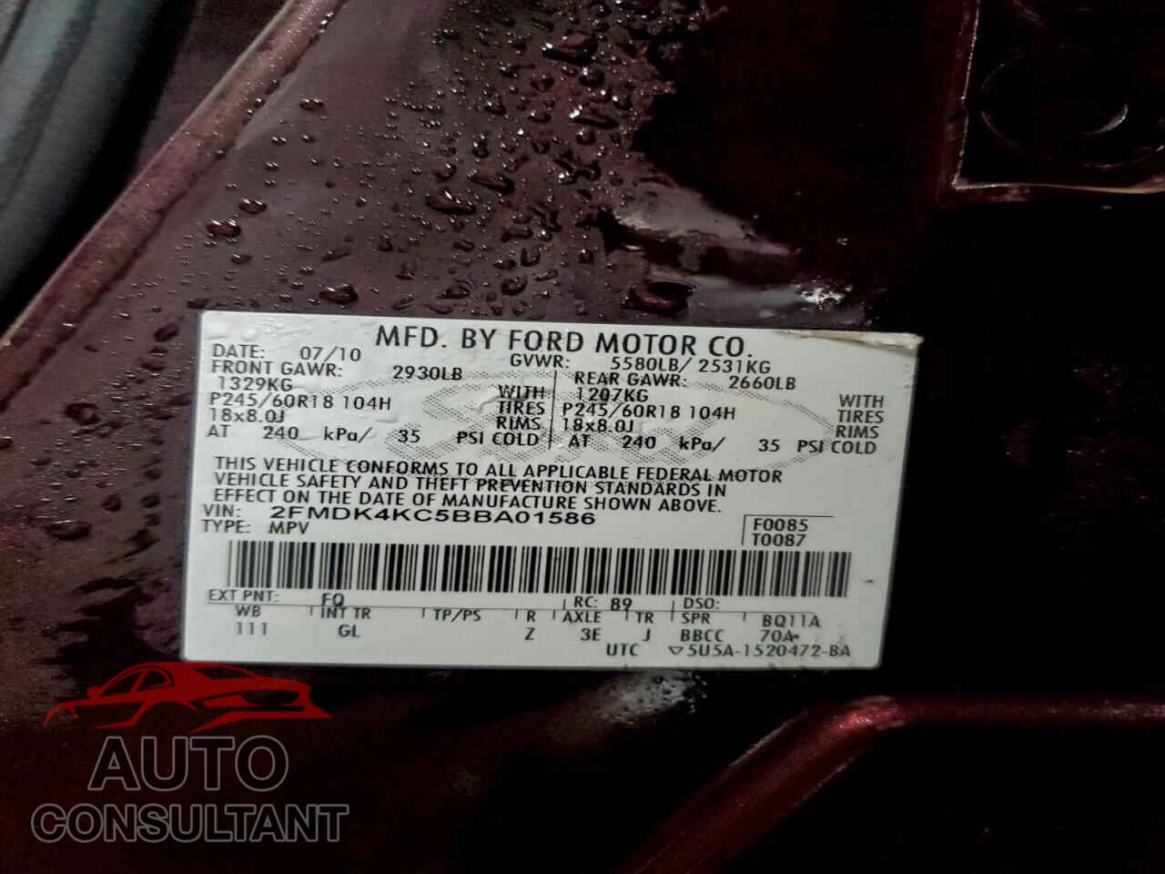 FORD EDGE 2011 - 2FMDK4KC5BBA01586