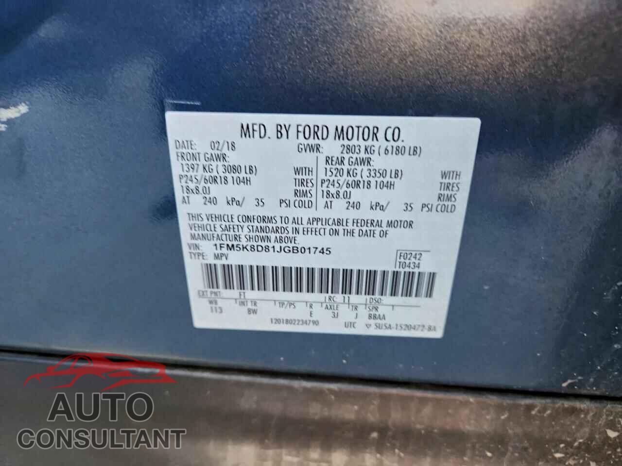 FORD EXPLORER 2018 - 1FM5K8D81JGB01745