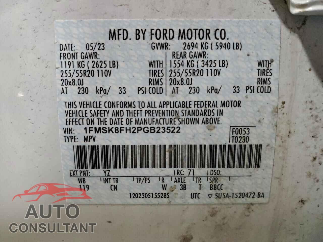 FORD EXPLORER 2023 - 1FMSK8FH2PGB23522