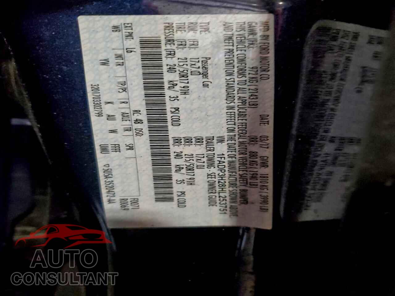 FORD FOCUS 2017 - 1FADP3H28HL253751