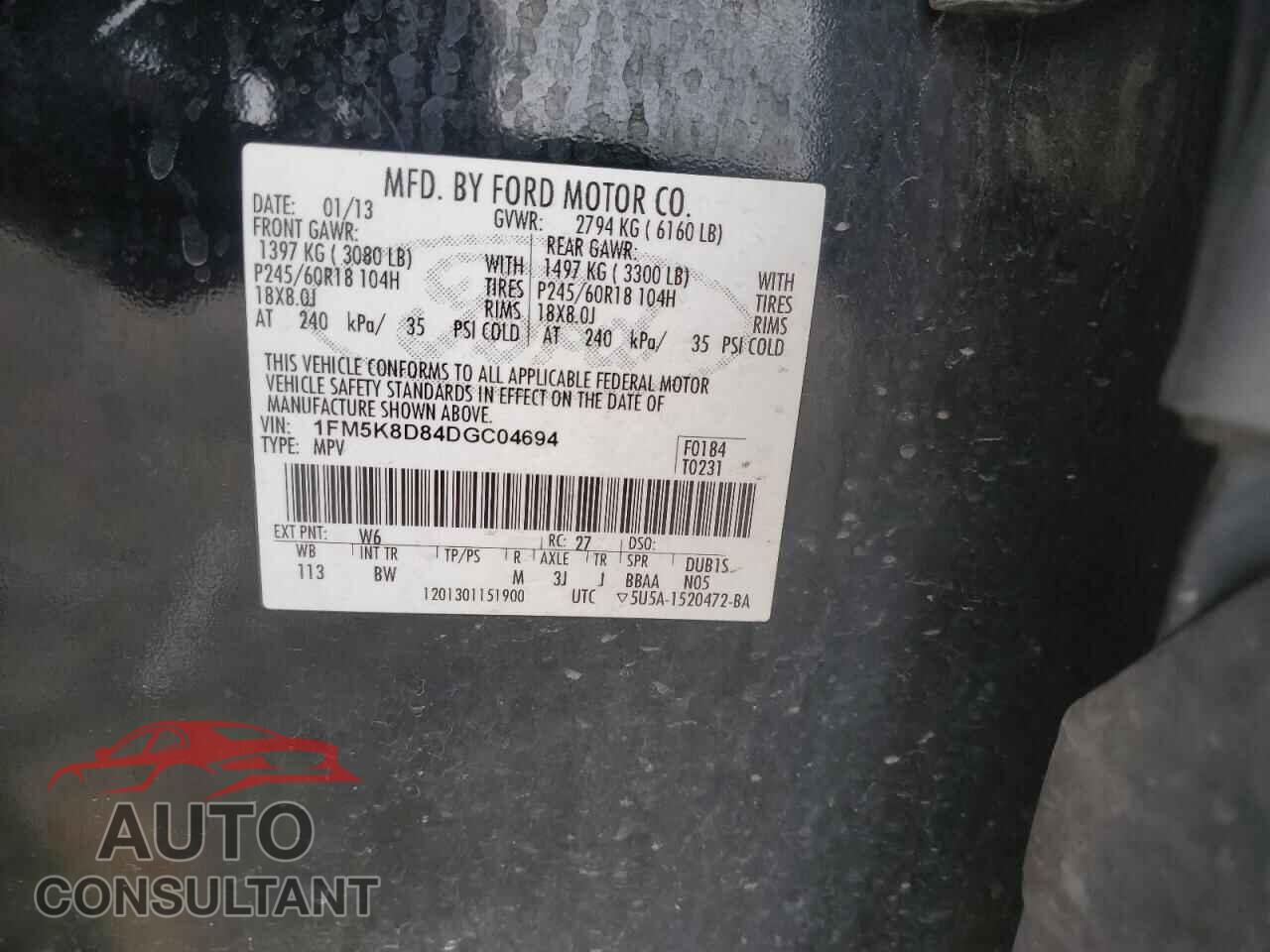 FORD EXPLORER 2013 - 1FM5K8D84DGC04694