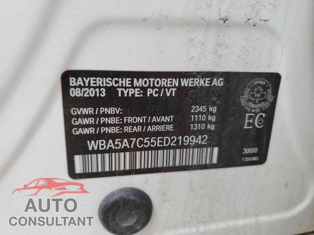 BMW 5 SERIES 2014 - WBA5A7C55ED219942