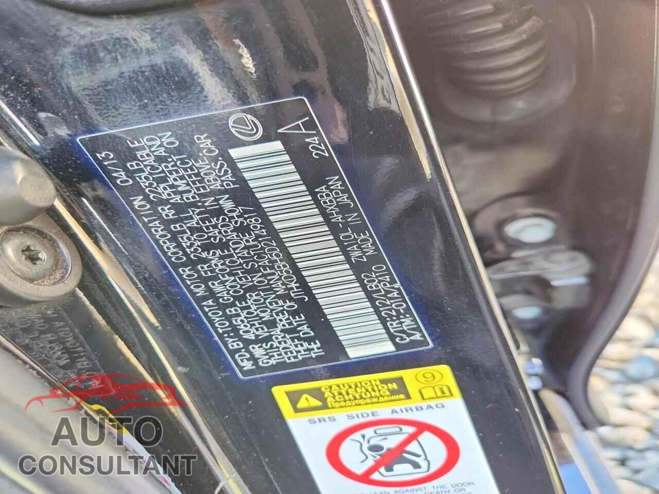 LEXUS CT 200 2013 - JTHKD5BH5D2149817