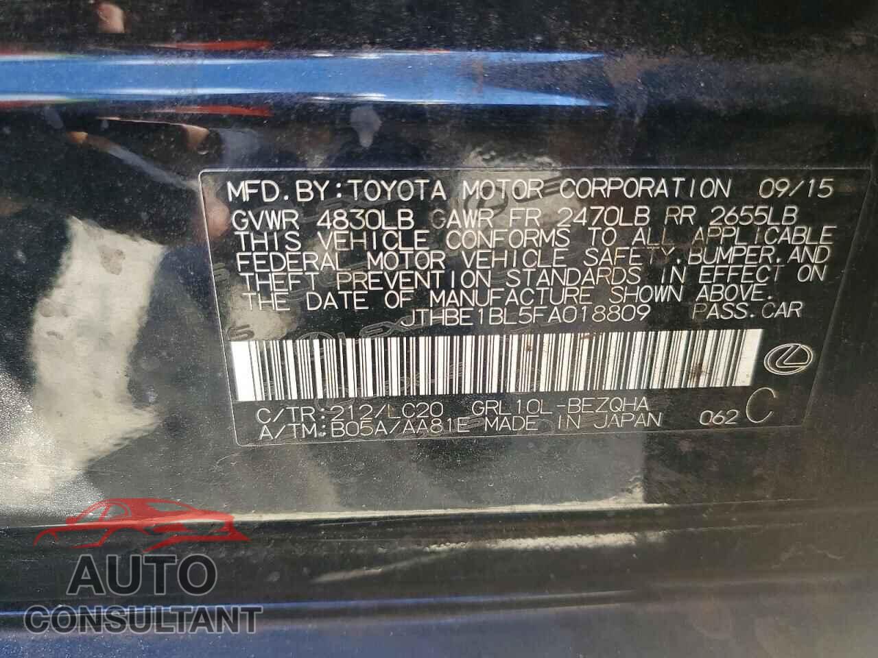 LEXUS GS350 2015 - JTHBE1BL5FA018809